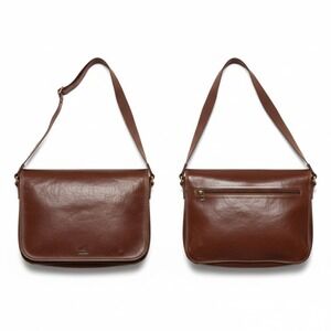 Cristina Rui Genuine Leather Crossbody Bag Brown Solid Medium Made in Italy‎